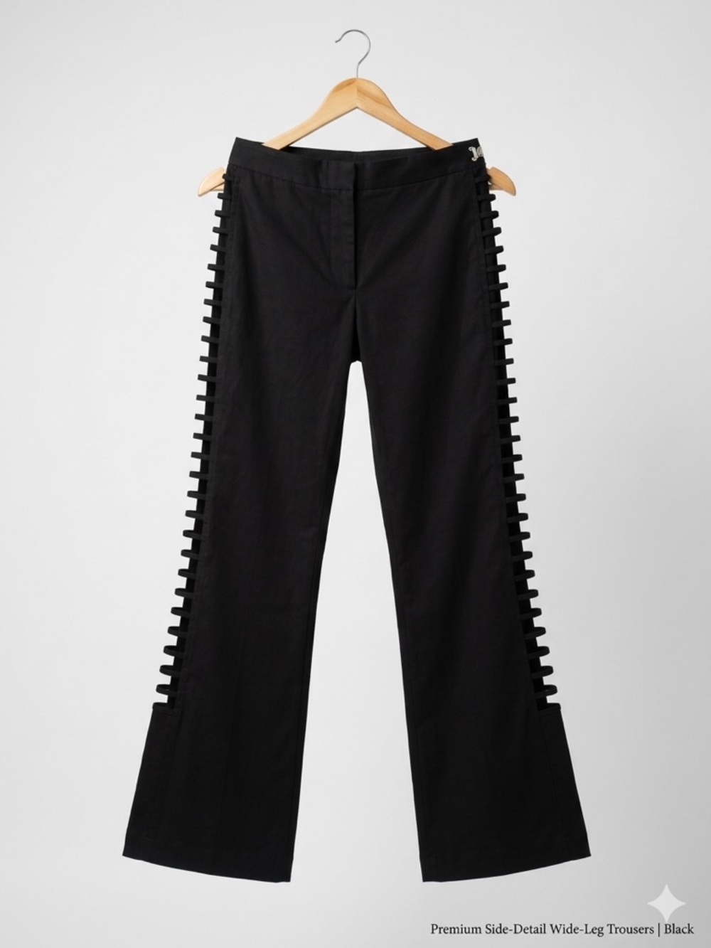 So Good Chic Black Wide Leg Pants Side Grommet Cutout Detail Wide-Leg
